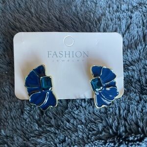 NWOT dark blue and gold earrings